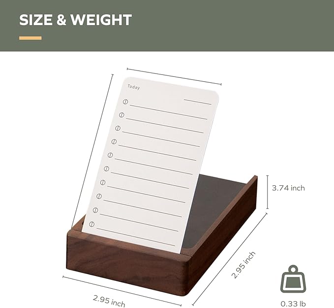 muso wood Daily To Do List Planner with Walnut Stand - 100 To Do List Cards - Undated Daily Planner Notepad for Desk Accessories and Supplies, Enhanced Productivity, Work Office Accessories