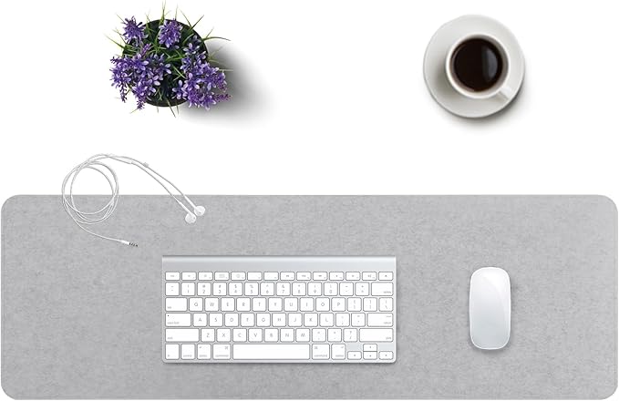 DawnTrees Felt Desk Pad,Keyboard Mat (35.8x11.8Inches),Large Felt Mouse Pad,Computer Desk Mat XL,Desk Protector for Office (Light Gray)