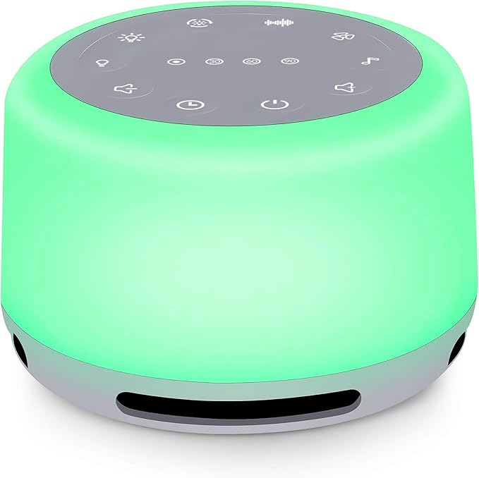 Sleep Sound Machine 24 Natural Soothing Sounds 7 Color Breathing Lights and Night Light with Timer Memory Feature Rechargeable Portable White Noise Machine for Baby Kids Adults