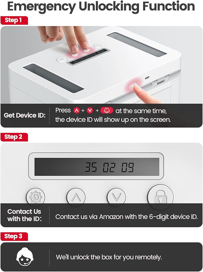 Vaydeer Metal Time Lock Box, Phone Locked box with Timer, Locking Safe Storage, Self-Control Locker with USB C Charge, Child Lock, Smart Timed Release Jail for Phone/iPad Mini/Remote/Medicine/Snack