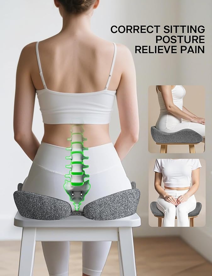 Seat Cushion, SC 150G Seat Cushions for Office Chairs, Car Seat, Wheelchair - Sciatica & Tailbone & Coccyx Pain Relief Pillow for Driver Sedentary People（Size:19.6 * 16.6 * 3.7 in-Grey）