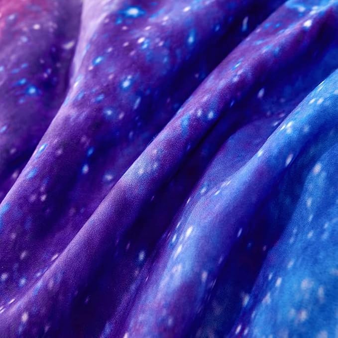 Galaxy Full Bedding Sets,7PCS Galaxy Comforter Sets,Purple Comforter,Girls Bed Sets Full,Bed in a Bag with Flat Sheet and Fitted Sheet,Pillowcases,Cushion Covers for Girls
