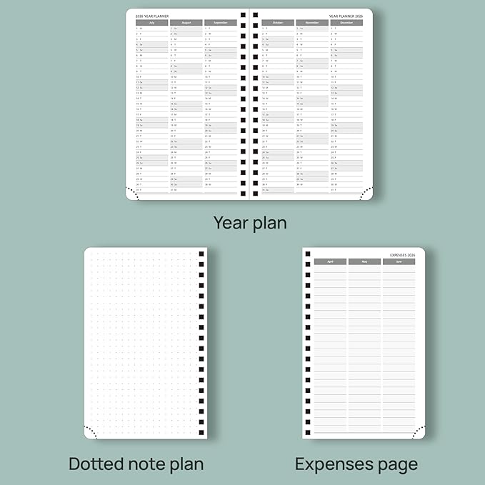 POPRUN Pocket Planner 2025-2026 (Spiral Hardcover - 4''x 6.25''), Daily Weekly and Monthly (July 2025 - June 2026) with Hourly Time Slots, for Purse, 100 GSM - Violet