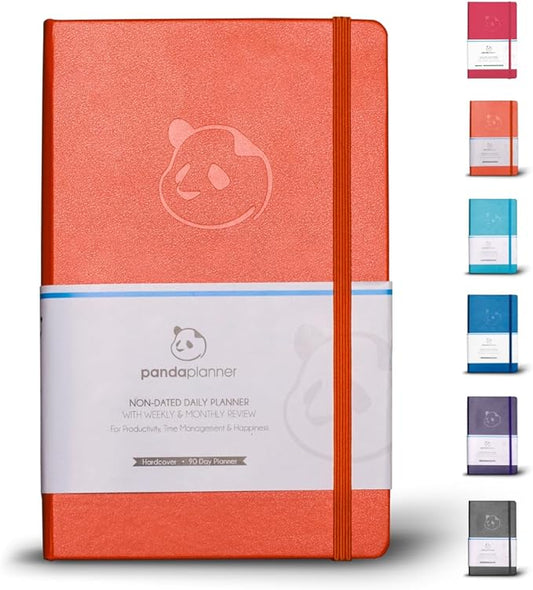 Panda Planner Daily Planner 2025-2026 – Classic Undated Productivity Planner & Hourly Schedule Notebook – Day Planner for Focus & Goals – Orange
