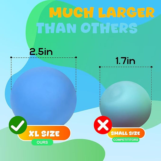 24Pack Fast Rising Stress Balls for Adults Kids, 2.5" Large Sensory Fidget Ball for Anxiety Stress Relief, Sensory Squishy Ball, Pull Stretch Fidget Toy for Students, Classroom Prize Box Toys