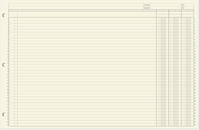 BookFactory Ledger Pad/Large 3 Column Accounting Ledger Columnar (Three Columns) Pads - 17'' x 11'', 50 Pages, Notepad Landscape Format (PAD-050-CLCPD3(17x11-Ledger-3))-AX)