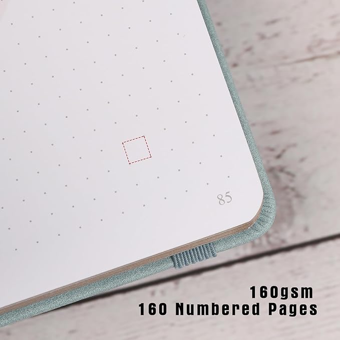 TIEFOSSI Dotted Journal Notebook, Dot Grid Notebook for Women Men, Hardcover PU Leather Journal, 160 GSM Thick Paper, 160 Numbered Pages with Gold Edges, 8 x 8 Square Diary