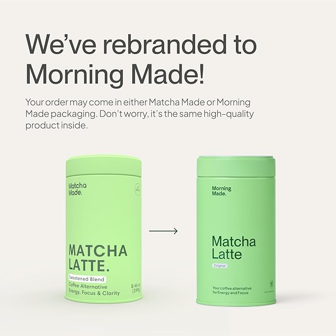 Morning Made Cinnamon Flavored Ceremonial Grade Matcha Powder | 8.46oz (240g) Resealable Tin | 60 Servings Premium Japanese Green Tea | Sweetened with Organic Sugar | Rich in Antioxidants & Energy Boosting