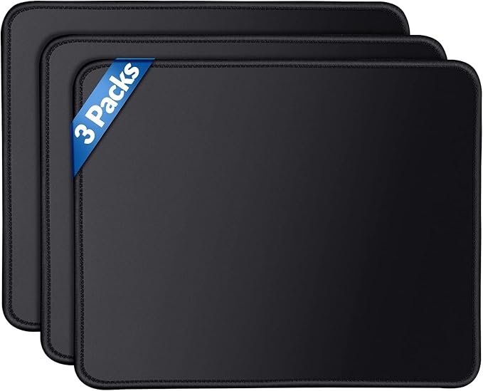 Gimars 3 Packs Mouse Pad with Stitched Edge, Ultra-Smooth Surface Mouse Pads with Anti-Slip Rubber Base, Washable, Waterproof & Soft Mouse Pads for Computers, Laptop, PC, Office & Home