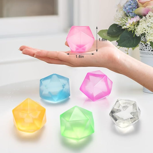 6 Pack Squishy Stress Cube, Diamond Malt Sugar Ice Cube Stress Ball, Sensory Toys for Anxiety Stress Relief for Kids and Adults Fidgets for Classroom Party Favors