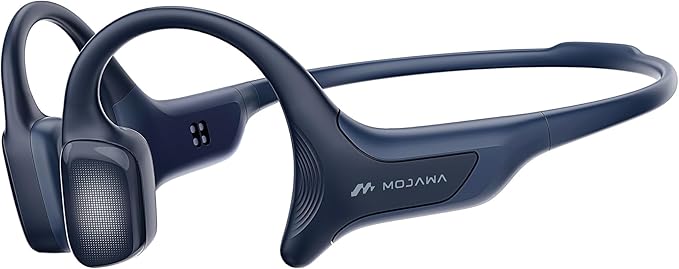 HaptiFit Terra Advanced Smart Sports Wearable, Open Ear Bluetooth Bone Conduction Headphones with Mic and 32GB MP3, Waterproof Wireless Earphones for Workouts, Swimming and Running, Deep Blue