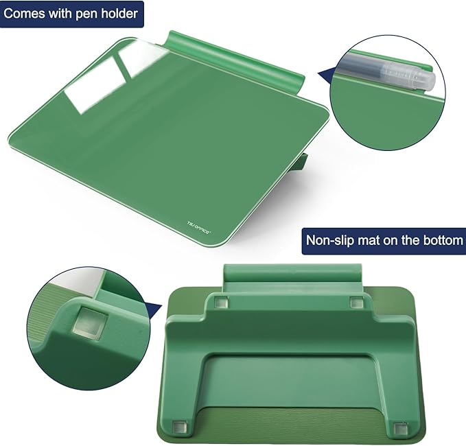 TSJ OFFICE Small Desktop Whiteboard - Glass Dry Erase Board 8 X 6 Inches Tabletop Easel Whiteboard with Stand, Desk Board Buddy for Artist, Teacher and Student