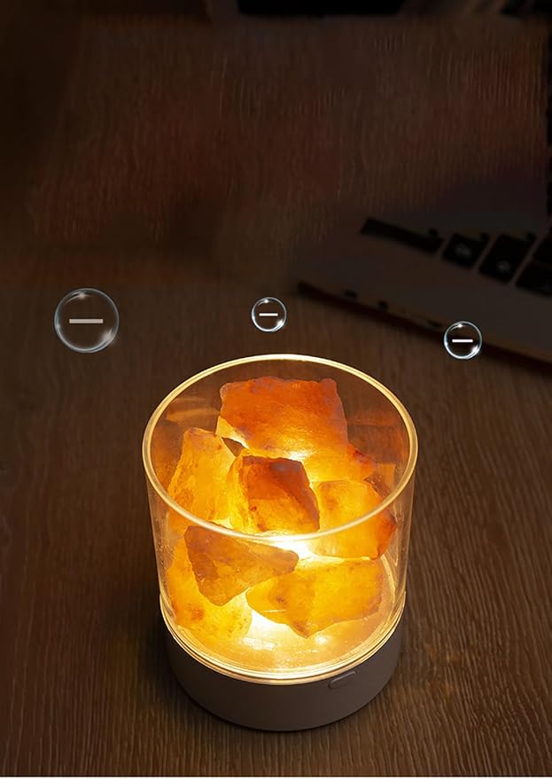 Ulalaza Global Natural Himalayan Salt Fire Warm Color Lamp w/Rough Salt Chunks Includes Dimmer Switch Light Bulb Cord Unique Gift Idea