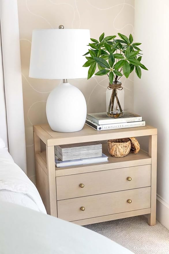 Faux Greenery Stems in Vase Aritificial Money Tree Plant in Glass Vase with Faux Water & Stones 14.2" Small Potted Plants Arrangement Centerpieces for Farmhouse Kitchen Dinner Tables Greenery Decor