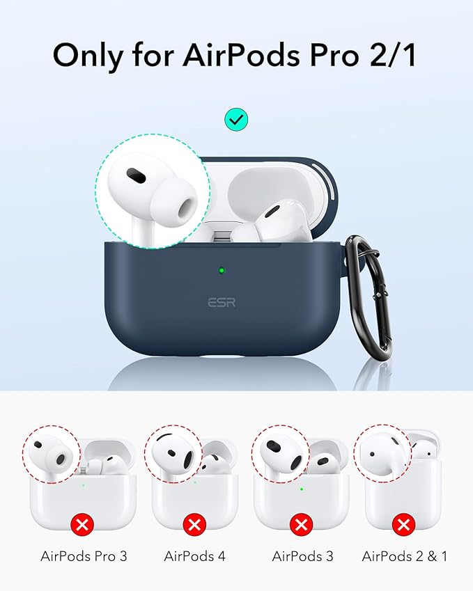 ESR for AirPods Pro 2 Case, Compatible with Airpods Pro 2nd Generation Case (2023/2022/2019), Compatible with MagSafe, Magnetic Lid Lock, Full Drop Protection, Blue