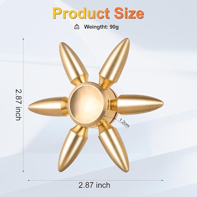 ATESSON Fidget Spinners Toy,Ultra Durable Stainless Steel Bearing High Speed 3-5 Min Precision Brass Metal Finger Spinner,EDC ADHD Stress Relief Anxiety Relieves Reducer for Kids and Adults