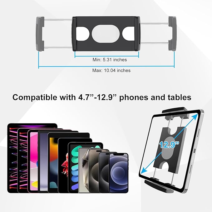 Tablet Stand Holder for Desk/Bed/Kitchen/Treadmill, 21 Inch Flexible Gooseneck Tablet Holder iPad Clamp Mount Fits for iPad mini/Air/Pro, Kindle Fire, Galaxy Tabs and All 4.7-12.9" Tablets Phones