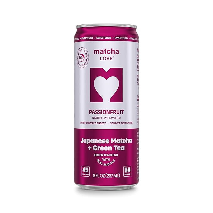 matcha LOVE Passion Fruit Matcha + Green Tea, Sweetened, 8 Ounce (Pack of 12)