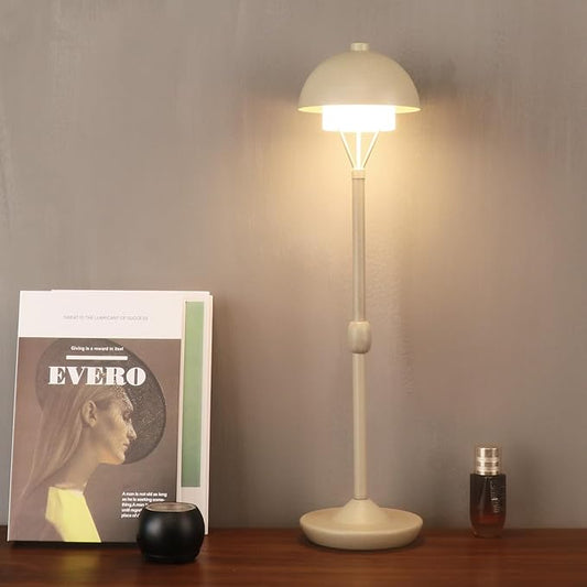 Modern Table Lamp Cordless Portable Desk Lamp, 2700K Stepless Dimming Rechargeable Battery Operated LED Lights for Bedroom, USB-C Charging, Restaurant/Bar/Night Light/Gifts (Sand Gray)