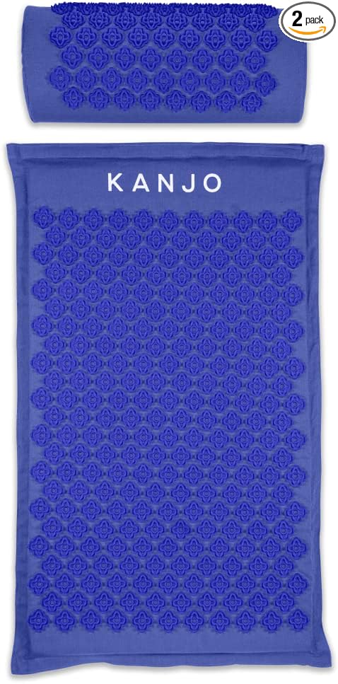 Kanjo Acupressure Mat and Pillow Set for Back Pain Relief & Neck Pain Relief, with Pressure Points for Muscle Pain Relief with Travel Bag - Periwinkle