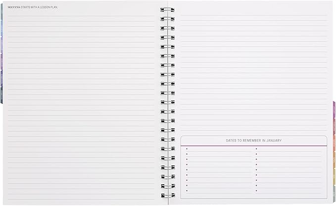 Inspired by Erin Condren 12-Month Teacher Planner (Jul 2025 - Jun 2026), 8.5"x11" Weekly and Monthly Lesson Planner, 70 Lb. Text Weight Paper, Watercolor Apples Covers, Pewter Wire-O Spiral Binding