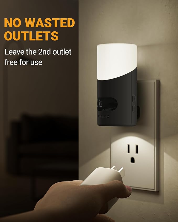 Lyridz Motion Sensor Night Light, LED Night Lights Plug into Wall, 1-150LM Dimmable Night Light Indoor for Hallway, Stairs, Bedroom, Garage, Bathroom, Toilet (Cool White, 2 Pack)