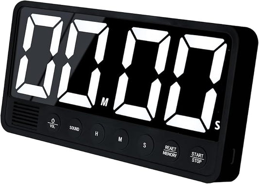 FCXJTU Digital Kitchen Timer - 7.1” Extra Large Display LED Magnetic Rechargeable Countdown/Up Timer, w/6 Alarms 4 Levels Volume Memory Function for Cooking, Classroom, Office, Home Gym(Black)