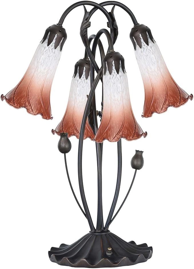 Bieye LS09 Lily Flower Blown Glass Lampshade (White Brown, Opening I.D. 1.26" x O.D. 1.5")