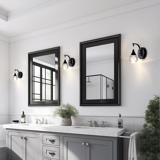 Modern Wall Sconces, Moon Crystal Wall Sconce Indoor, 5W Dimmable LED Sconce Wall Lighting for Bedroom Bedside Bathroom Living Room Hallway Staircase, Black