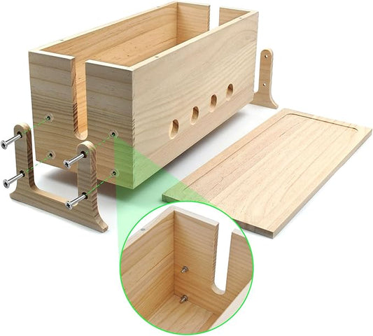 Large Cable Management Box, Wood Cord Hider Box & Organizer for Power Strip Hider Cable Storage for Office, TV Wires, Desk Cord Organizer, 14.2" x 6" x 6.3", Natural, Wood