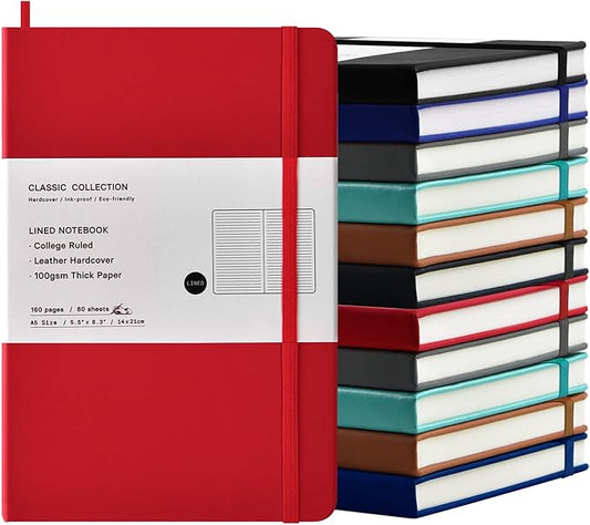 Coopay 12 Pack A5 Journal Notebooks Bulk, 160 Pages, 100GSM Thick Paper, 8.3 x 5.5 inch Hardcover Lined Leather Journals for Writing Office School Business Work Men Women (Multicolor)