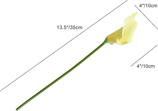 Mandy's PU Light Yellow Calla Lily Artificial Flowers 20 Stems 13.5in Faux Realistic Centerpiece DIY Bridal Bouquet Home Décor