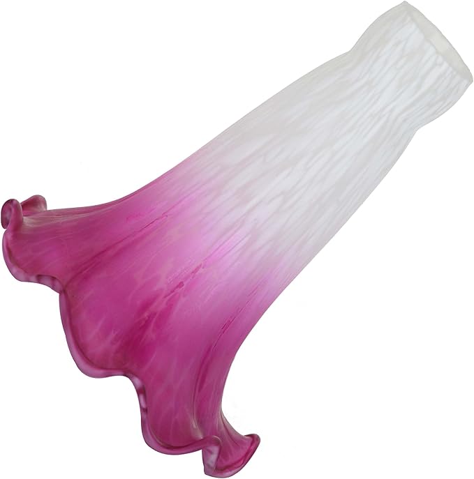Bieye LS03S Lily Flower Blown Glass Lampshade (White Purple, Opening I.D. 0.87" x O.D. 1")