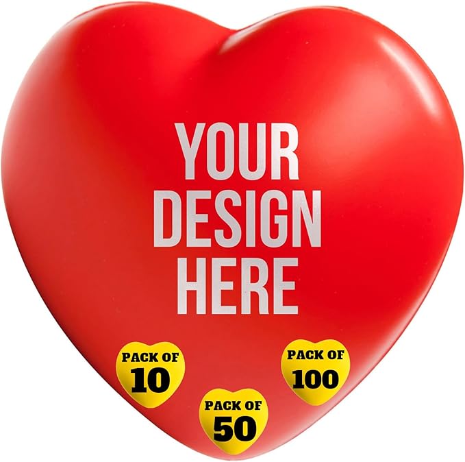 Custom Heart Shape Stress Balls with Logo/Text, Personalized Stress Balls for Adults 10/50/100 Packs Employee Appreciation Gift for Relief Encouraging