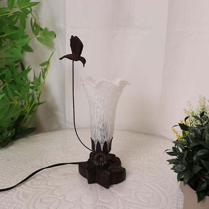 Bieye LS10 Lily Flower Blown Glass Lampshade (White, Opening I.D. 1.26" x O.D. 1.5")