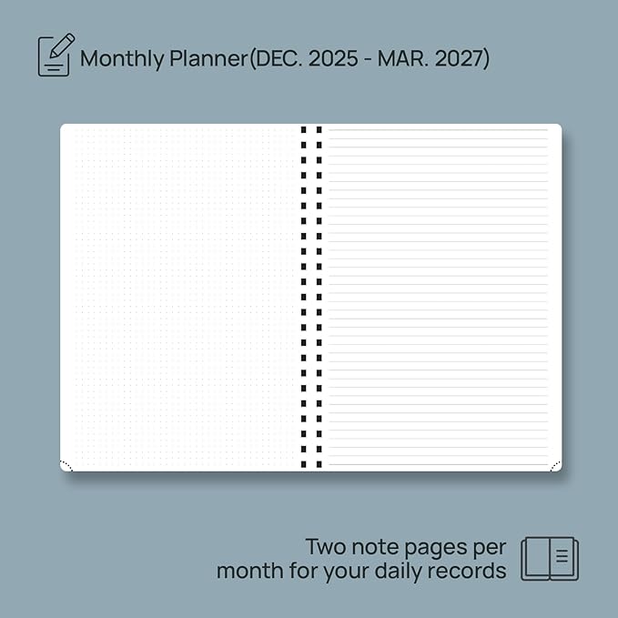 POPRUN 2026 Weekly Planner (A4-8.25'' x 11.75''), Quarter-Hourly Appointment Book (Jan. 2026 to Dec. 2026) with Monthly Tabs, Spiral Softcover, 2 Inner Pockets, Pen Holder - Pink