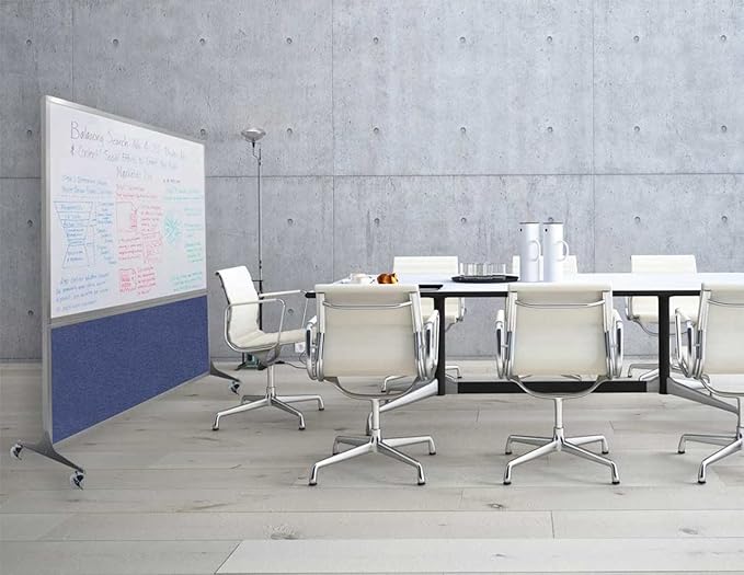 DivideWrite Mobile Whiteboard | Double Sided Dry Erase Board | Portable Office Cubicle Partition | Display for Classrooms, Conference Rooms, Meeting Areas and More | Charcoal Gray 4' Wide X 6' Tall