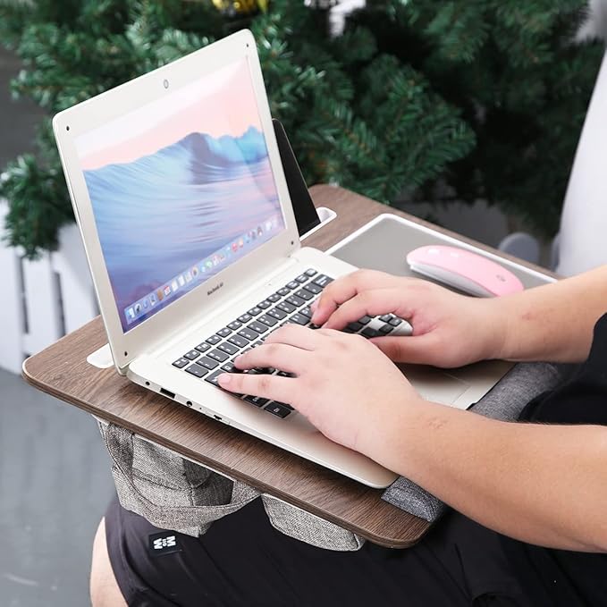Laptop Desk, 3 in 1 Foldable Lap Desk with Cushion Pad for Laptops up to 17 Inches, Built-in Mouse Pad & Device Slot, Portable Laptop Tray for Bed, Couch, or Floor Use