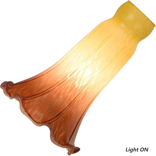 Bieye LS18 Lily Flower Blown Glass Lampshade (Yellow Brown, Opening I.D. 1.26" x O.D. 1.5")