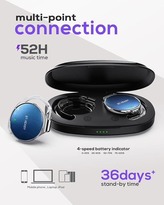 On Ear Headphones Bluetooth 5.4, Noise Cancelling Open Ear Headphones Wireless, Water-Drop Shaped Clip On Sport Headset Bluetooth with 4 Microphone, Comfort Fit Earphones with Long Battery Life