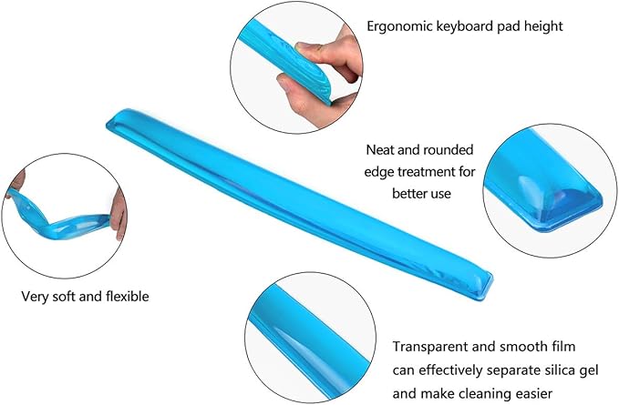 Gel Keyboard & Mouse Wrist Rest Set - Keyboard Wrist Rest Pad & Mouse Support for Office Gaming Pad Computer Laptop Ergonomic Comfortable Pain Relief- Blue Pad Set