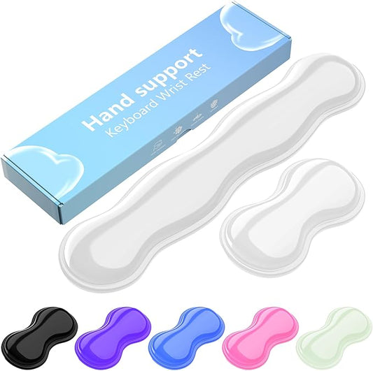 Gel Keyboard and Mouse Wrist Rest Set, Comfort Ergonomic Wrist Support, for Wrist Pain Relief, Computer Keyboard Wrist Rest (Transparent)