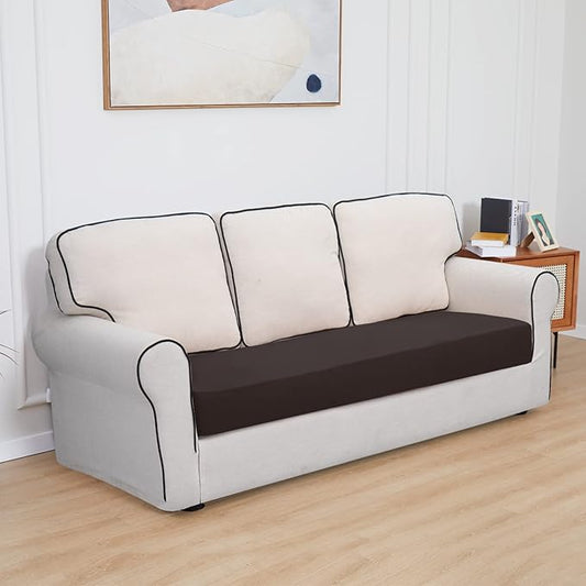 Easy-Going 100% Waterproof Oversized Sofa Seat Cushion Slipcovers Couch Cushion Cover Stretch Furniture Protector for Kids, Pets (Oversized Sofa Cushion, Chocolate)