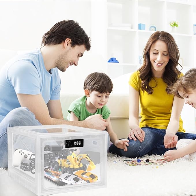 2 Pack Lock Box, Lockable Storage Box for Food/Snack/Medicines/Phone，Lock Boxes with Code for Personal Items, Childproof First AID Locked Cabinet