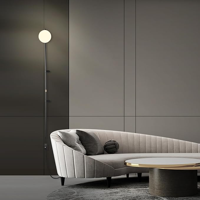 Long Wall Sconces Set of Two, Plug in Wall Sconces Globe Shade Indoor Wall Light, Wall Mounted Lamp with Plug in Switch, Wall Lamp for Bedroom Living Room Study Hallway Bedside Corner