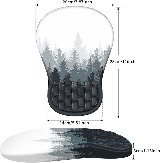 Ergonomic Mouse Pad with Wrist Rest Support, Mousepad with Comfortable Memory Foam Wrist Rest and Non-Slip PU Base for Pain Relief, Computer, Laptop, Office, Home (Forest-2)