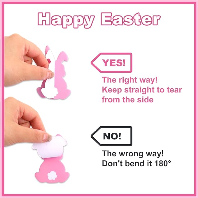 24 Pack Easter Bunny Sticky Note Pastel Rabbit Sticky Notepad 6 Colors Adhesive Memo Pad for Classroom Spring Party Decor Supplies, 480 Sheets