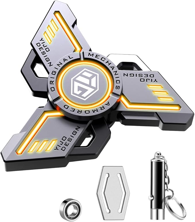 INNÔPLUS Fidget Spinner, Fidget Spinners Cool, Fidget Spinners for Adult, Stress Anxiety ADHD Relief Figets Toy, Fidget Light Up Spinner, Metal Finger Hand Spinner Toy with Luminous Light (Orange)