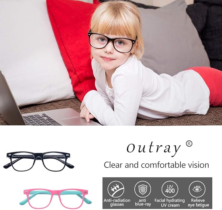 Outray Blue Light Glasses for Kids Computer Blue Light Blocking Glasses for Boys and Gilrs Age 3-12 Anti Eyestrain