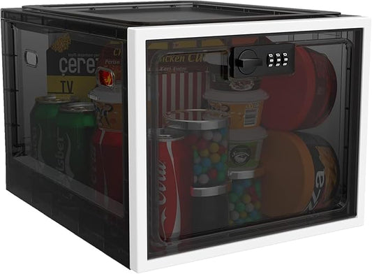 iBune Large Medication Lock Box, Lockable Medicine Storage Box for Medicine Safe/Phone/Refrigerator/Personal Items/Home/Office/Dorm, Black